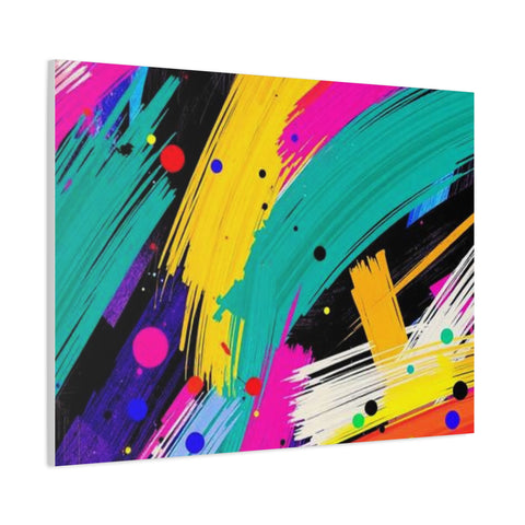 Abstract Neon Brushstroke Canvas Print — Colorful Modern Wall Art