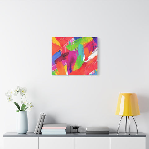 Abstract Rainbow Brushstrokes Matte Canvas Wall Art — Vibrant Stretched 1.25"