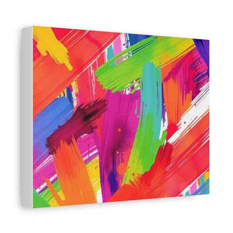 Abstract Rainbow Brushstrokes Matte Canvas Wall Art — Vibrant Stretched 1.25"