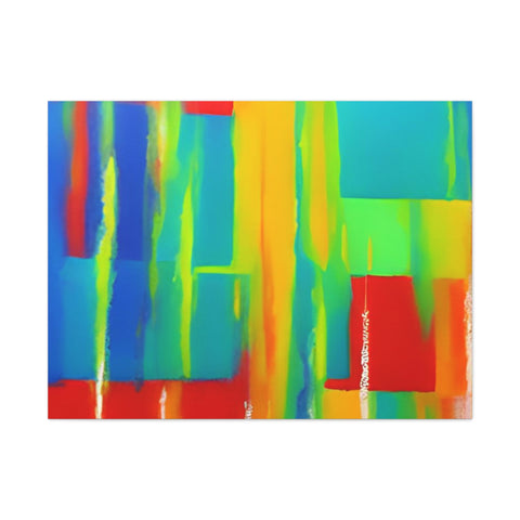 Abstract Rainbow Blocks Matte Canvas Print