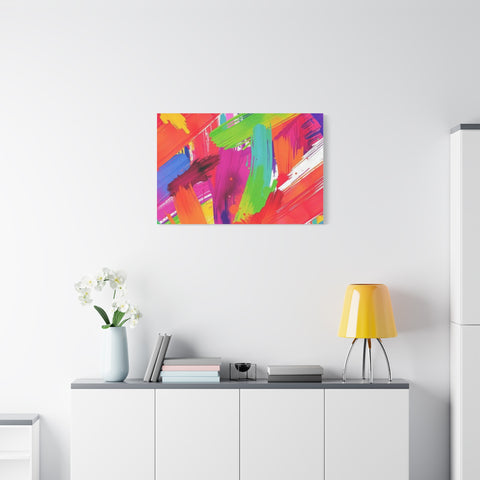 Abstract Rainbow Brushstrokes Matte Canvas Wall Art — Vibrant Stretched 1.25"