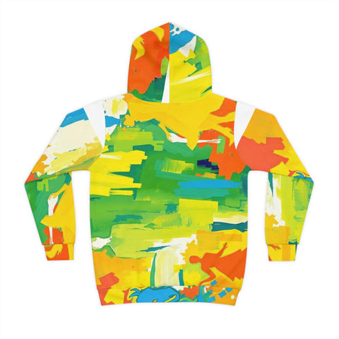 Kids Abstract Paint Splash Hoodie — Bright Colorful All-Over Print