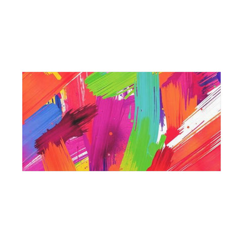 Abstract Rainbow Brushstrokes Matte Canvas Wall Art — Vibrant Stretched 1.25"