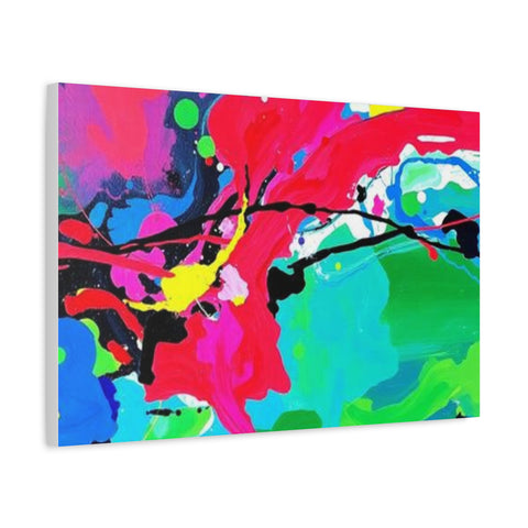 Abstract Neon Splash Matte Canvas Print — Vibrant Colorful Stretched Wall Art