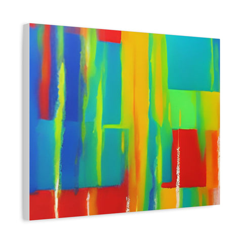Abstract Rainbow Blocks Matte Canvas Print