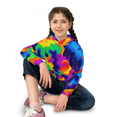 Kids Hoodie — Vibrant Rainbow Psychedelic All-Over Print