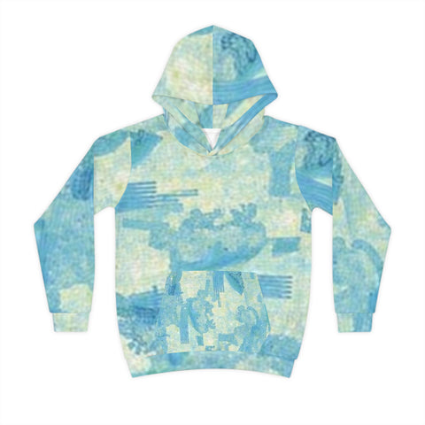 Kids Hoodie - Blue Watercolor Camo All-Over Print