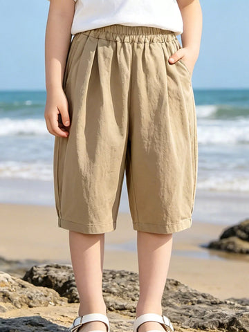 Children's Casual Elastic Waist Capris