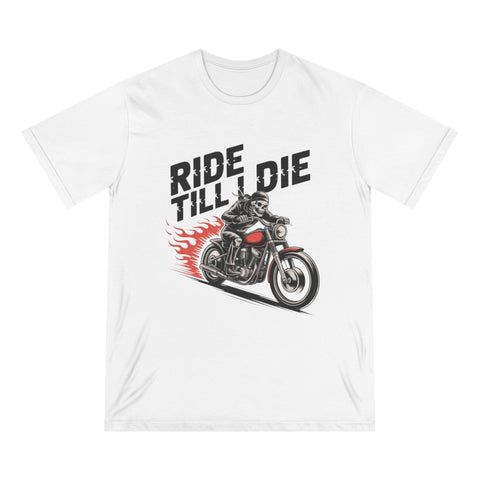 Ride Till Die Motorcycle T-Shirt — Biker Skull & Flames Tee