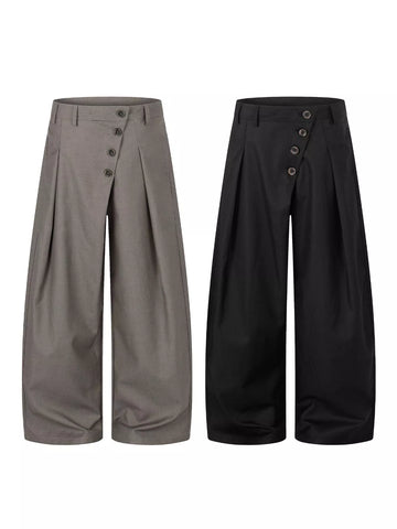 Men's Asymmetrical Button Wide-Leg Pants