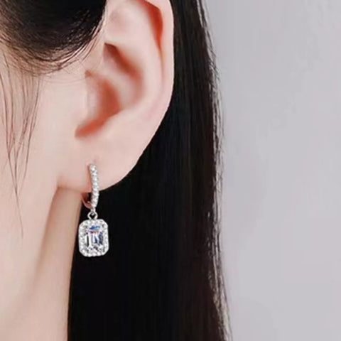 1 Carat 925 Sterling Silver Moissanite Drop Earrings