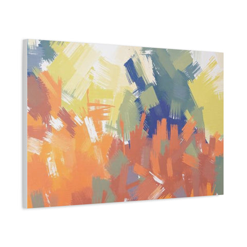 Abstract Colorful Brushstroke Matte Canvas Wall Art – Vibrant Orange & Green Stretched Print