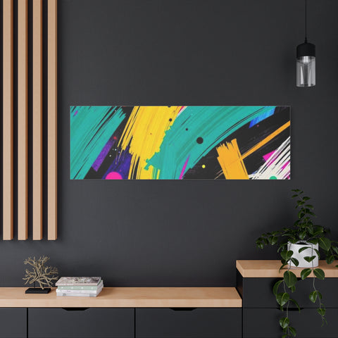 Abstract Neon Brushstroke Canvas Print — Colorful Modern Wall Art