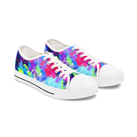 Women's Low Top Sneakers — Colorful Tie-Dye Splash Canvas Sneakers