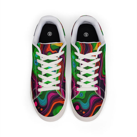 Low-Top Sneakers — Psychedelic Swirl Leather Design
