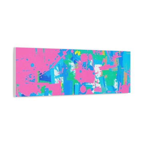 Neon Splash Abstract Canvas Print – Bright Pink & Aqua Modern Wall Art