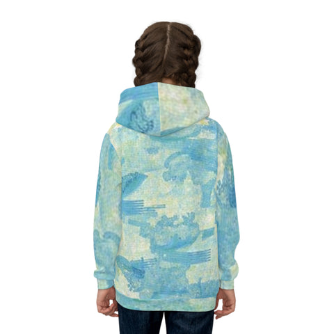 Kids Hoodie - Blue Watercolor Camo All-Over Print