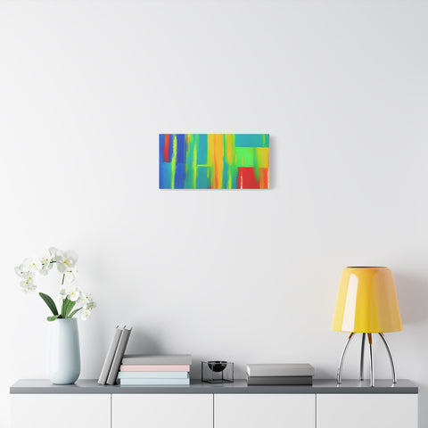 Abstract Rainbow Blocks Matte Canvas Print