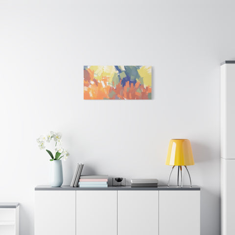 Abstract Colorful Brushstroke Matte Canvas Wall Art – Vibrant Orange & Green Stretched Print