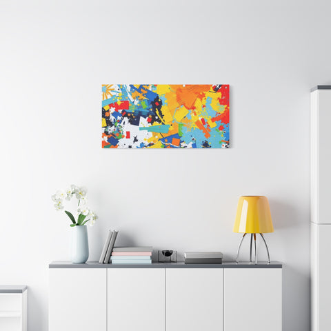 Abstract Splash Colorful Matte Canvas Wall Art – Vibrant Modern Stretched Print