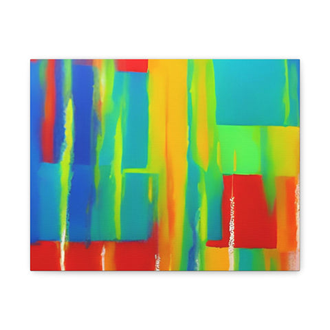 Abstract Rainbow Blocks Matte Canvas Print