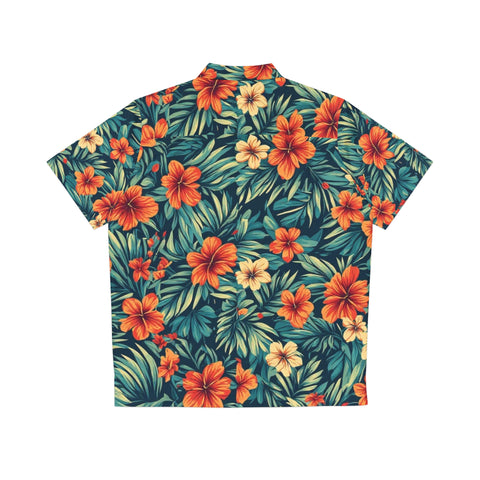 Tropical Hibiscus Hawaiian Shirt — Men's Floral Aloha Button-Up