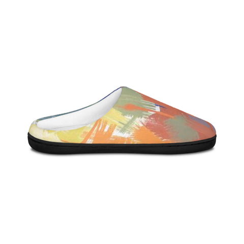 Abstract Brushstroke Women's Indoor Slippers — Cozy Colorful Home Shoes