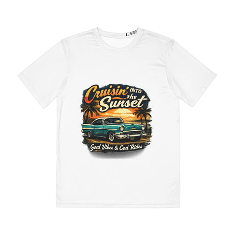 Cruisin' Into the Sunset Tee — Vintage Classic Car Sunset Graphic