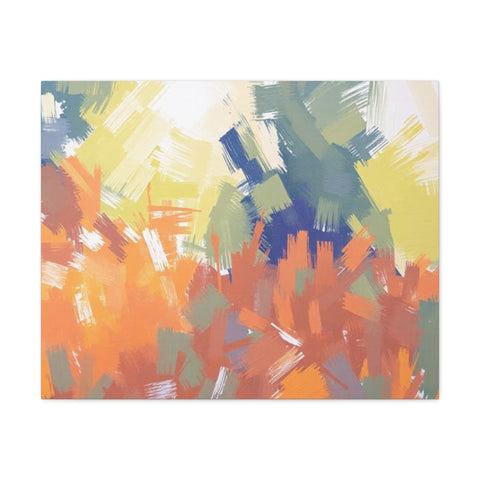 Abstract Colorful Brushstroke Matte Canvas Wall Art – Vibrant Orange & Green Stretched Print