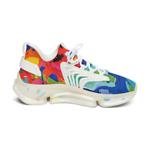 Colorful Abstract Mesh Sneakers — Women's Lightweight Breathable Athletic Shoes