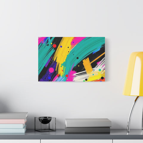 Abstract Neon Brushstroke Canvas Print — Colorful Modern Wall Art