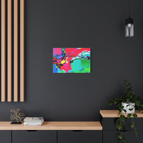 Abstract Neon Splash Matte Canvas Print — Vibrant Colorful Stretched Wall Art