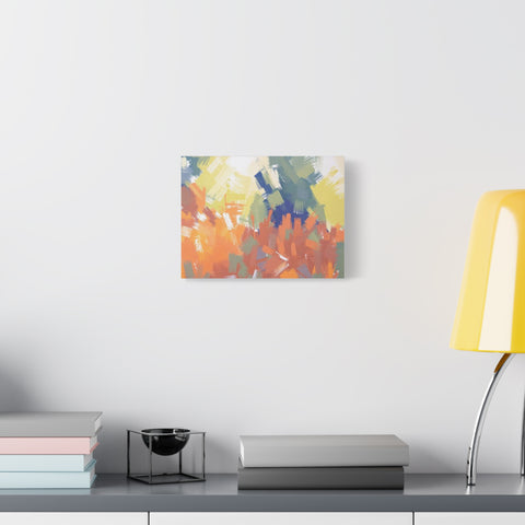 Abstract Colorful Brushstroke Matte Canvas Wall Art – Vibrant Orange & Green Stretched Print