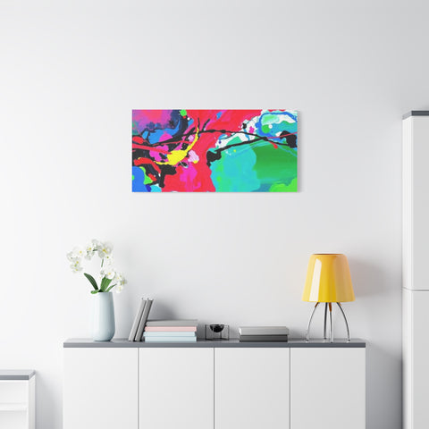 Abstract Neon Splash Matte Canvas Print — Vibrant Colorful Stretched Wall Art