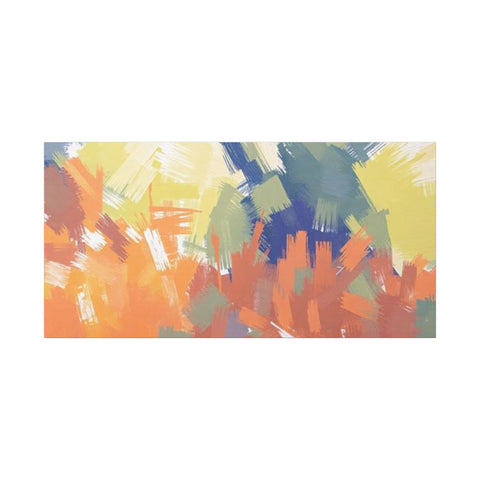 Abstract Colorful Brushstroke Matte Canvas Wall Art – Vibrant Orange & Green Stretched Print