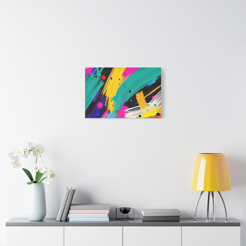 Abstract Neon Brushstroke Canvas Print — Colorful Modern Wall Art