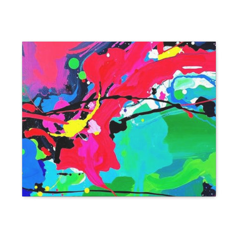 Abstract Neon Splash Matte Canvas Print — Vibrant Colorful Stretched Wall Art