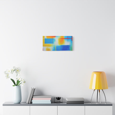 Abstract Color Field Matte Canvas Print — Vibrant Blue, Yellow & Red Stretched Wall Art