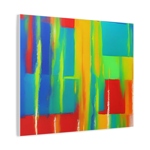 Abstract Rainbow Blocks Matte Canvas Print