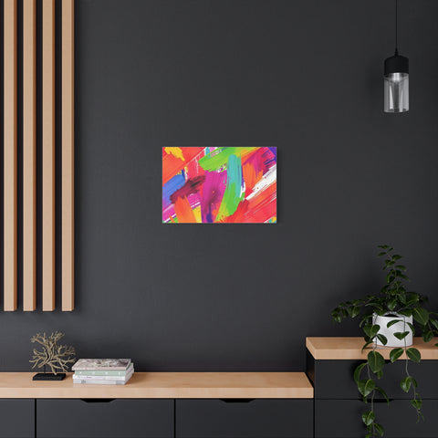 Abstract Rainbow Brushstrokes Matte Canvas Wall Art — Vibrant Stretched 1.25"