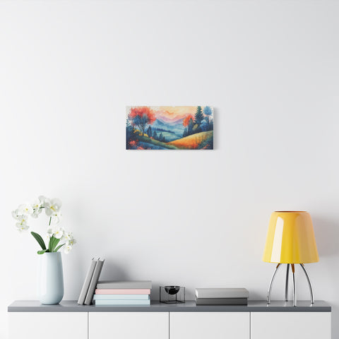 Watercolor Mountain Landscape Canvas Print — Stretched Matte Wall Art