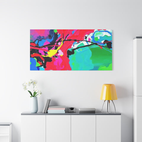Abstract Neon Splash Matte Canvas Print — Vibrant Colorful Stretched Wall Art