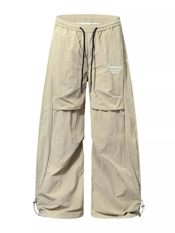 Men's Loose Fit Cargo Pants with Drawstring Waist and Adjustable Cuffs