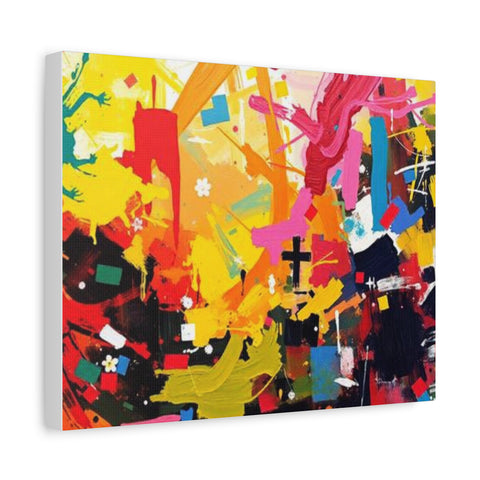 Abstract Color Splash Canvas Print - Vibrant Stretched Matte Wall Art