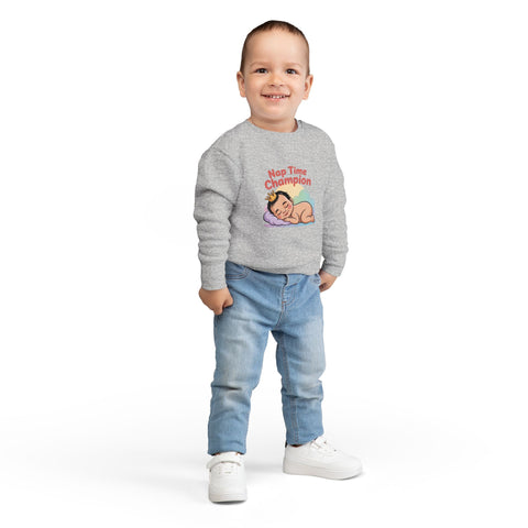 Nap Time Champion Toddler Sweatshirt — Cute Sleeping Baby Graphic