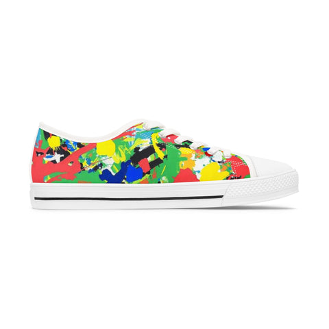 Color Splash Low Top Sneakers — Vibrant Abstract Women's Canvas Shoes