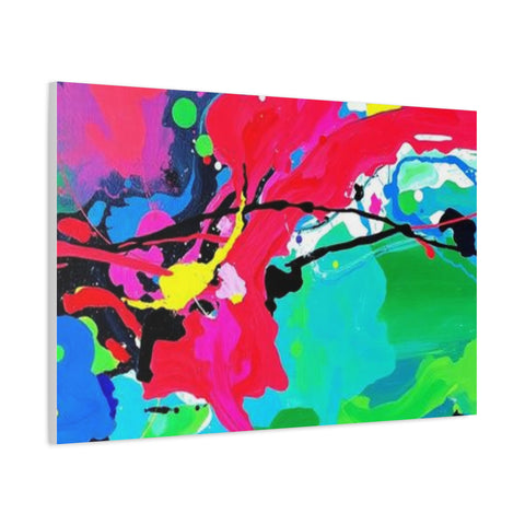 Abstract Neon Splash Matte Canvas Print — Vibrant Colorful Stretched Wall Art