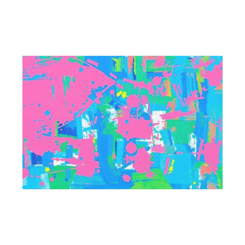 Neon Splash Abstract Canvas Print – Bright Pink & Aqua Modern Wall Art