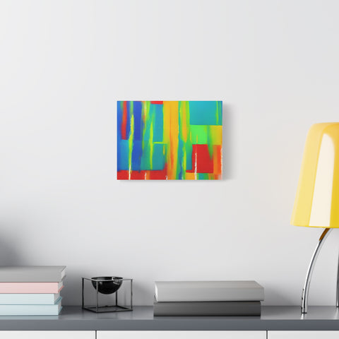 Abstract Rainbow Blocks Matte Canvas Print