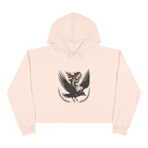 Angel Rider Crop Hoodie — Gothic Winged Angel Graphic Crop Sweatshirt